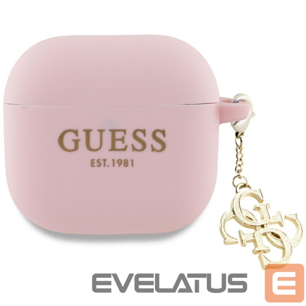Back panel cover Guess Guess AirPods 4 cover Silicone 4G Charm case - pink
