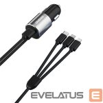 Adapter Dudao  Dudao 3in1 USB car charger 3,4 A built-in cable Lightning / USB Type C / micro USB black (R5ProN black) 