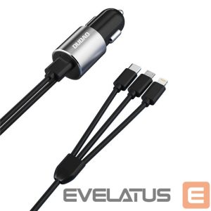 Adapter Dudao  Dudao 3in1 USB car charger 3,4 A built-in cable Lightning / USB Type C / micro USB black (R5ProN black) 