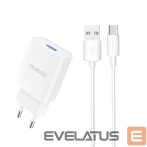 Adapter Dudao  Dudao A4EU USB-A 2.1A wall charger - white + USB-A - USB-C cable 