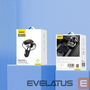 FM transmitter Dudao  Dudao R2PRO+ Transmitter with PD25W Bluetooth 5.3 RGB Charging Ports - Black and Silver 