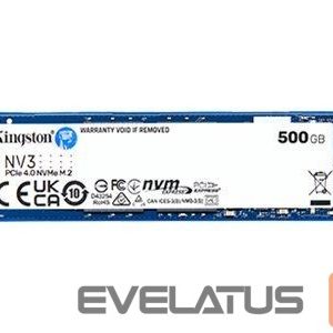 Hard drive SSD Kingston  SSD | NV3 | 500 GB | SSD form factor M.2 2280 | Solid-state drive interface PCIe NVMe Gen 4.0 (x4) | Read speed 5000 MB/s | Write speed 3000 MB/s 
