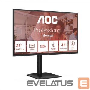 Monitor AOC  Q27E4CV | 27 " | IPS | QHD | 16:9 | 120 Hz | 4 ms | 2560 x 1440 pixels | 350 cd/m² | HDMI ports quantity 1 | Black 
