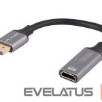 Monitor accessory Lanberg  Displayport (M)->HDMI(F) Adapter 8K on cable 20cm, Silver 