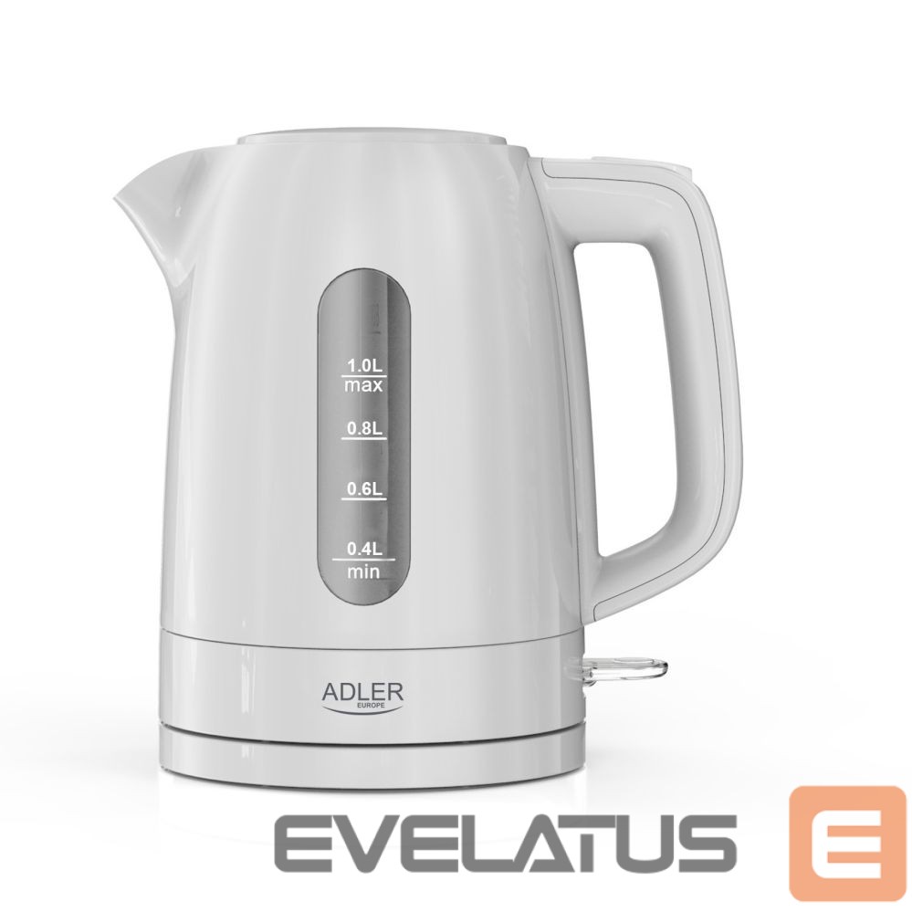 Teapot Adler Kettle | AD 1380w | Electric | 2200 W | 1 L | Polypropylene | 360° rotational base | White