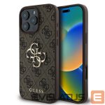 Back panel cover Guess - Guess PU 4G Metal Logo Case for iPhone 16 Pro Brown 