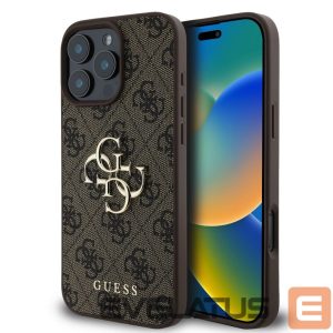 Back panel cover Guess - Guess PU 4G Metal Logo Case for iPhone 16 Pro Brown 