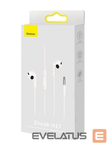 Wired headphones Baseus Encok H17 3.5mm minijack wired headphones White
