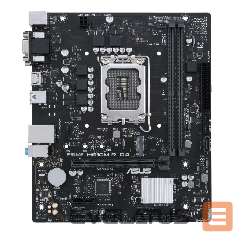 Motherboard for Intel processors Asus PRIME H610M-R D4-SI Processor family Intel, Processor socket LGA 1700, DDR4 DIMM, Memory slots 2, Supported hard disk drive interfaces SATA, M.2, Number of SATA connectors 4, Chipset Intel H610, Mic-ATX