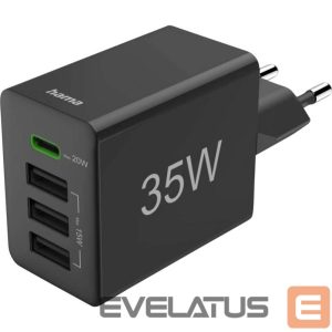 Adapter Hama  Charger 35W PD USB-C + 3USB-A Black