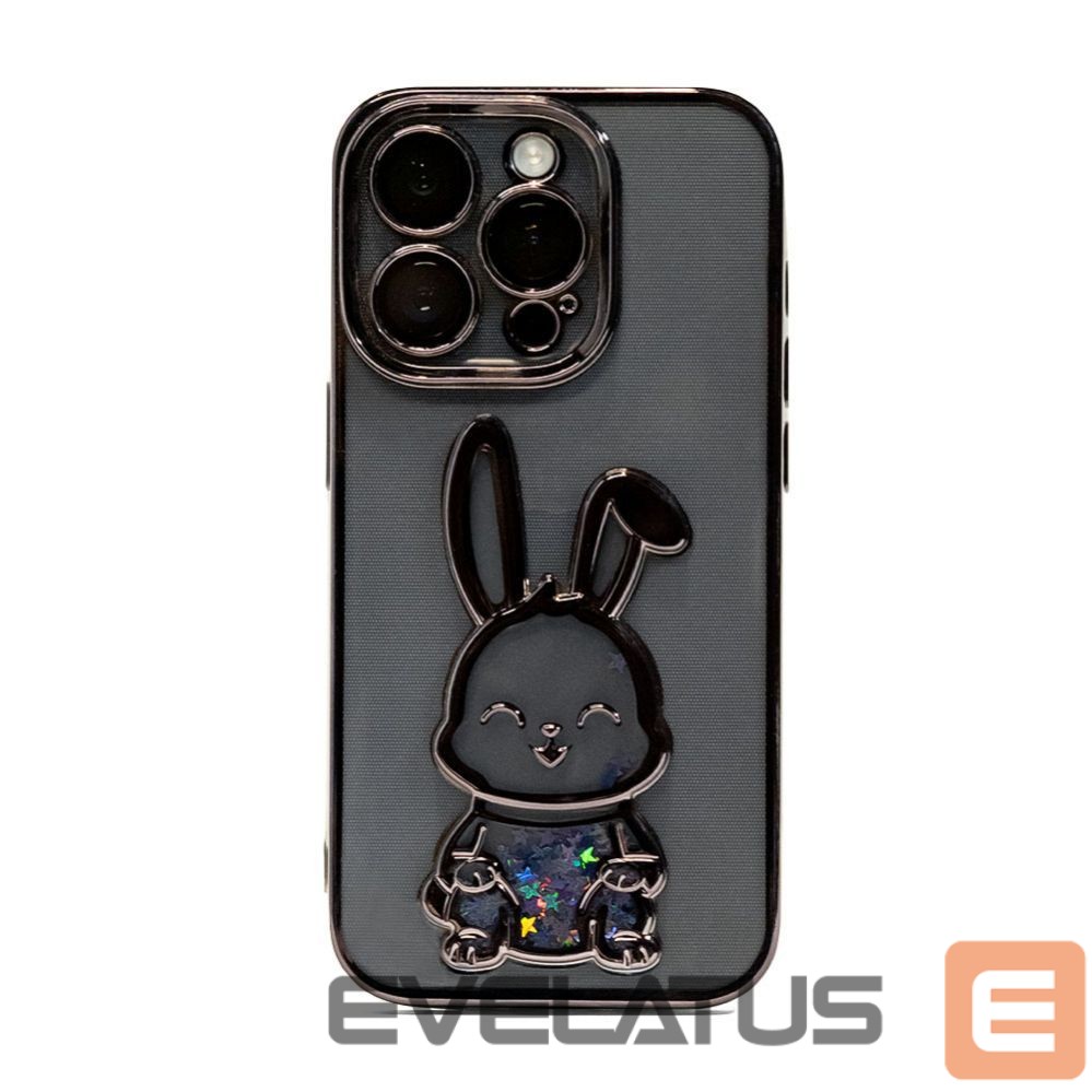 Back panel cover iLike Apple iPhone 15 Pro Max Silicone Case Print Desire Rabbit Black