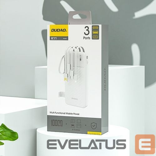 Power bank Dudao Dudao K11 10000mAh Powerbank with Built-in Cables White