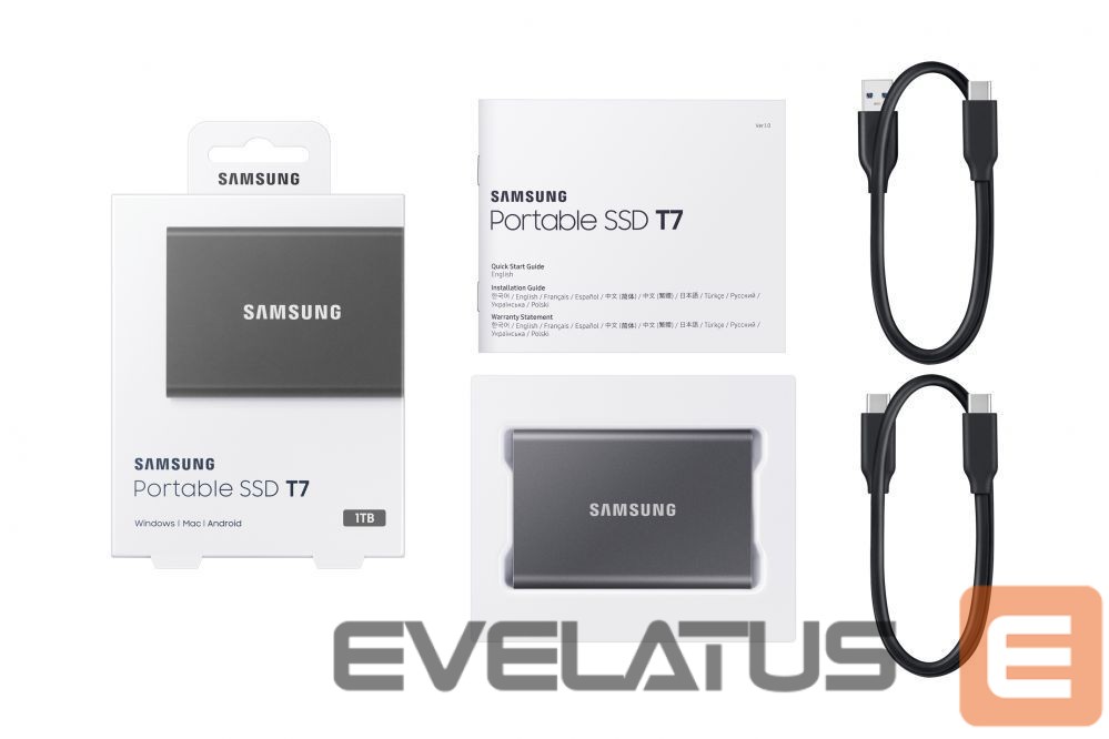 Flash drive Samsung Samsung MU-PC1T0T/WW Portable SSD T7 USB 3.2 1TB Silver