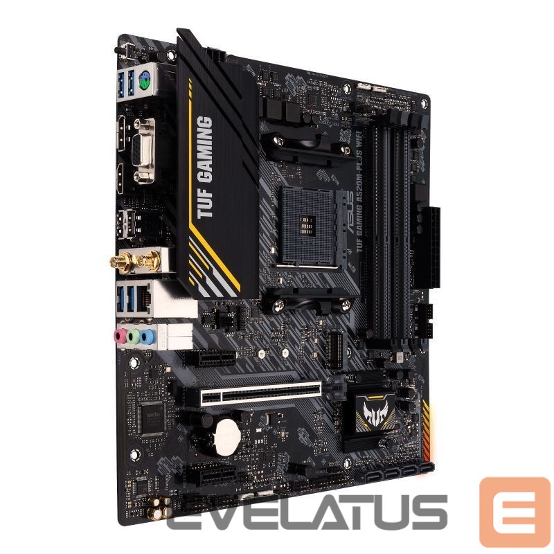 Motherboard for Intel processors Asus TUF GAMING A520M-PLUS Processor family AMD, Processor socket AM4, DDR4, Memory slots 4, Supported hard disk drive interfaces SATA, M.2, Number of SATA connectors 4, Chipset AMD A520, Micro ATX