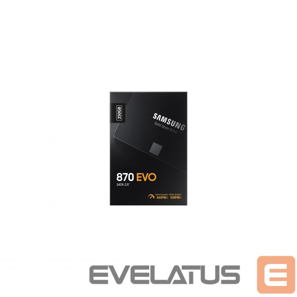 Hard drive SSD Samsung SSD 870 EVO 250 GB, SSD form factor 2.5", SSD interface SATA III, Write speed 530 MB/s, Read speed 560 MB/s