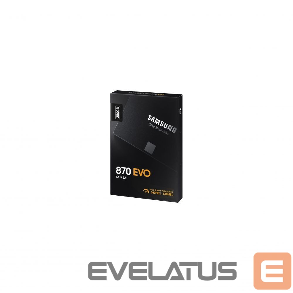 Hard drive SSD Samsung SSD 870 EVO 250 GB, SSD form factor 2.5", SSD interface SATA III, Write speed 530 MB/s, Read speed 560 MB/s