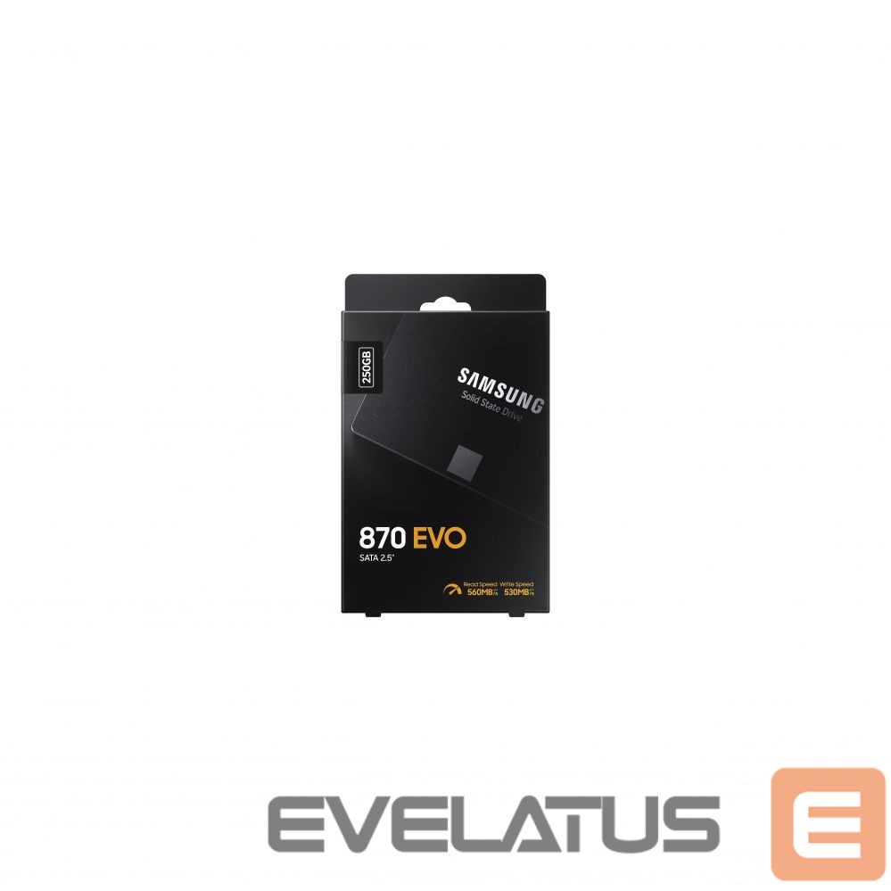 Hard drive SSD Samsung SSD 870 EVO 250 GB, SSD form factor 2.5", SSD interface SATA III, Write speed 530 MB/s, Read speed 560 MB/s