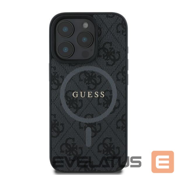 Back panel cover Guess Guess 4G Ring Classic Logo MagSafe case for iPhone 16 Pro Max - black