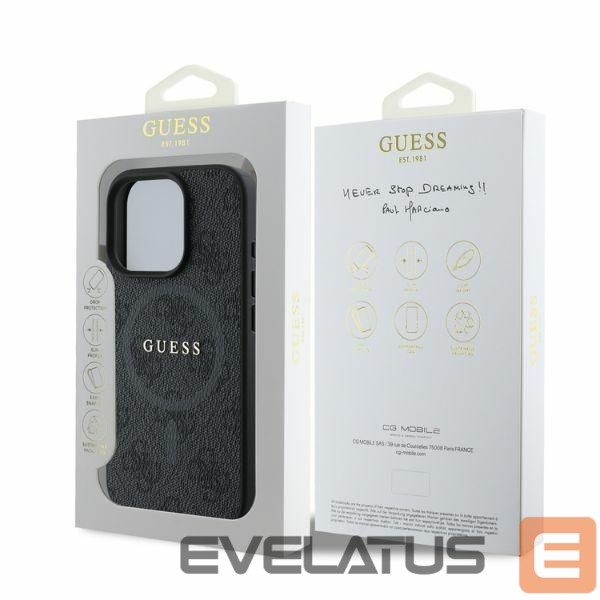 Back panel cover Guess Guess 4G Ring Classic Logo MagSafe case for iPhone 16 Pro Max - black