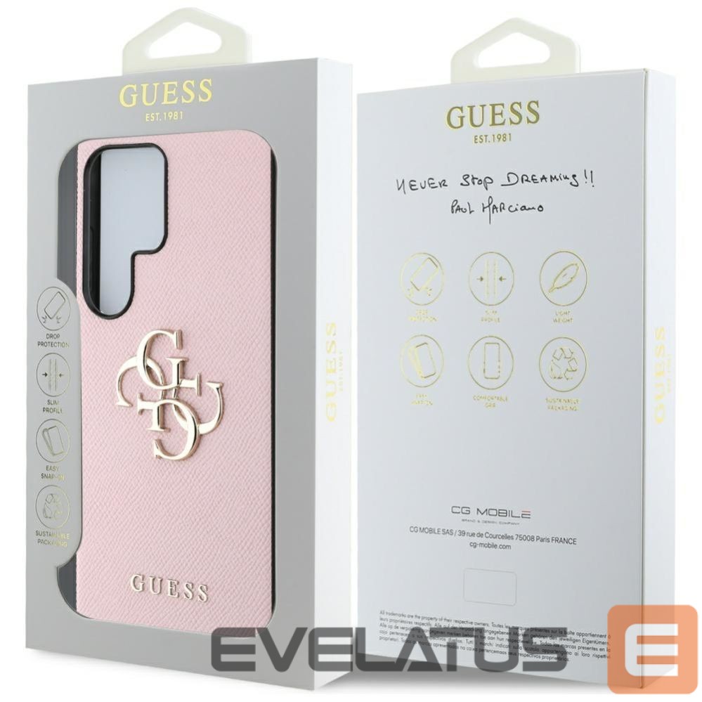 Back panel cover Guess Guess Grained Big 4G Logo Small Classic Logo case for Samsung Galaxy S25 Ultra - pink