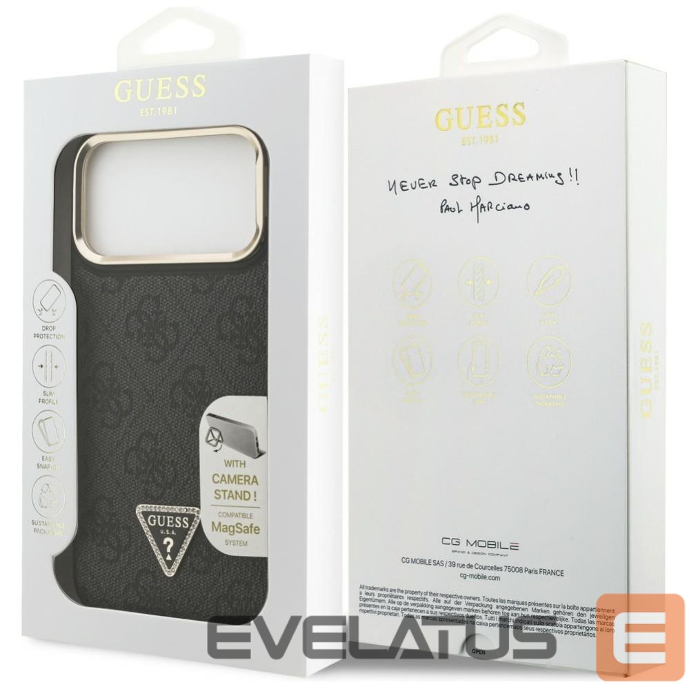 Other goods Guess Guess 4G PU Triangle Logo & Stand Camera Magsafe Case for iPhone 17 Pro Max - Black