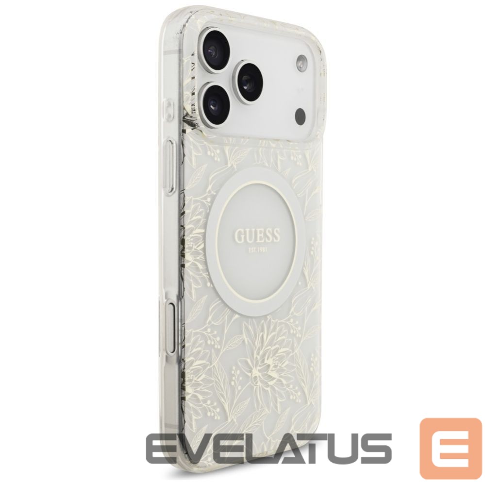 Other goods Guess Guess IML Flowers Electro Pearl Strap MagSafe Case for iPhone 17 Pro Max - White