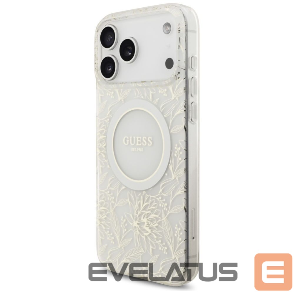 Other goods Guess Guess IML Flowers Electro Pearl Strap MagSafe Case for iPhone 17 Pro Max - White
