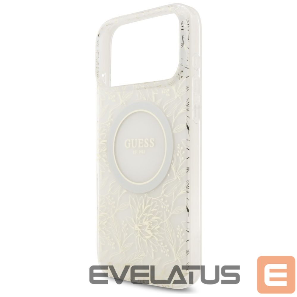 Other goods Guess Guess IML Flowers Electro Pearl Strap MagSafe Case for iPhone 17 Pro Max - White