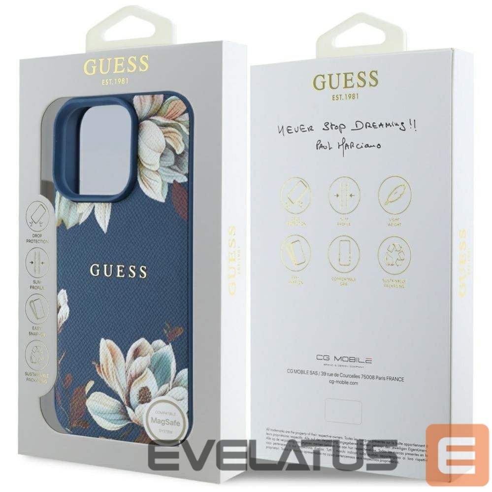 Other goods Guess Guess Grained Printed Flower Pattern MagSafe case for iPhone 16 Pro blue
