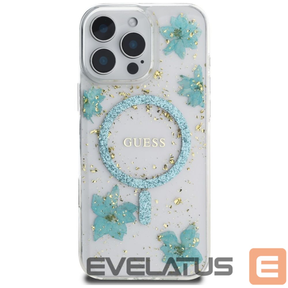 Other goods Guess Guess Resin Flowers Glitter MagSafe iPhone 16 Pro Case - Clear Green