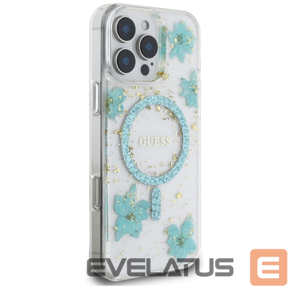 Other goods Guess Guess Resin Flowers Glitter MagSafe iPhone 16 Pro Case - Clear Green