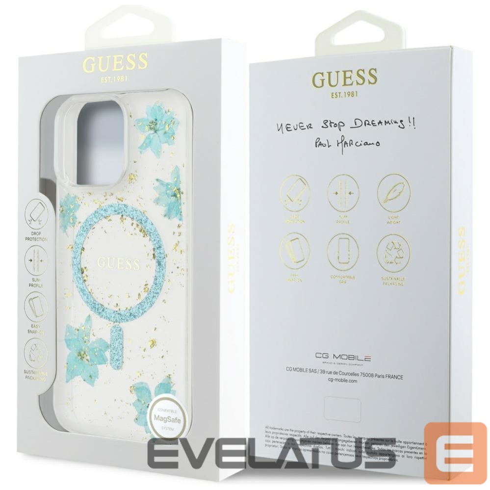 Other goods Guess Guess Resin Flowers Glitter MagSafe iPhone 16 Pro Case - Clear Green