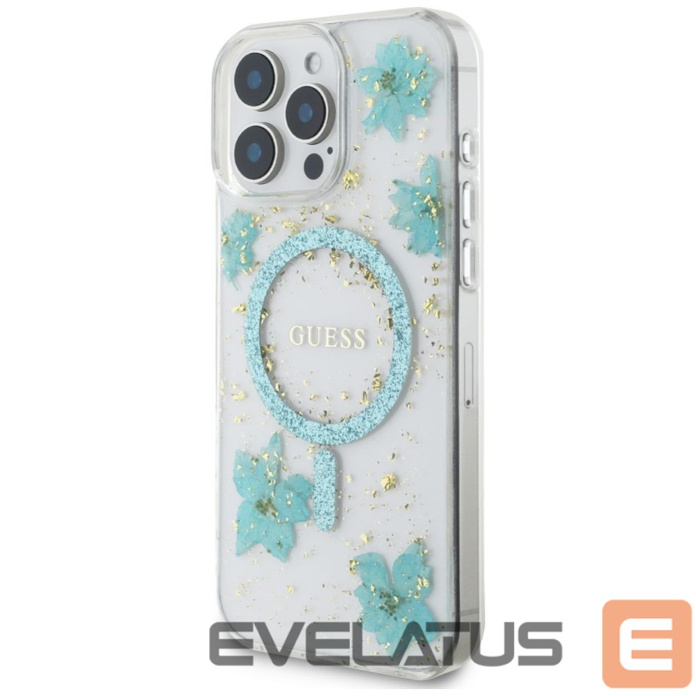 Other goods Guess Guess Resin Flowers Glitter MagSafe iPhone 16 Pro Case - Clear Green