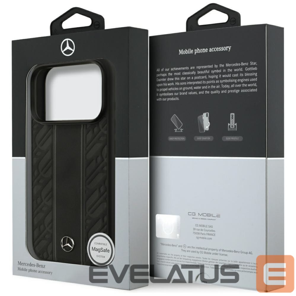 Other goods Mercedes-Benz Mercedes Leather Laurel Leaves Stripes MagSafe Case for iPhone 17 Pro - Black