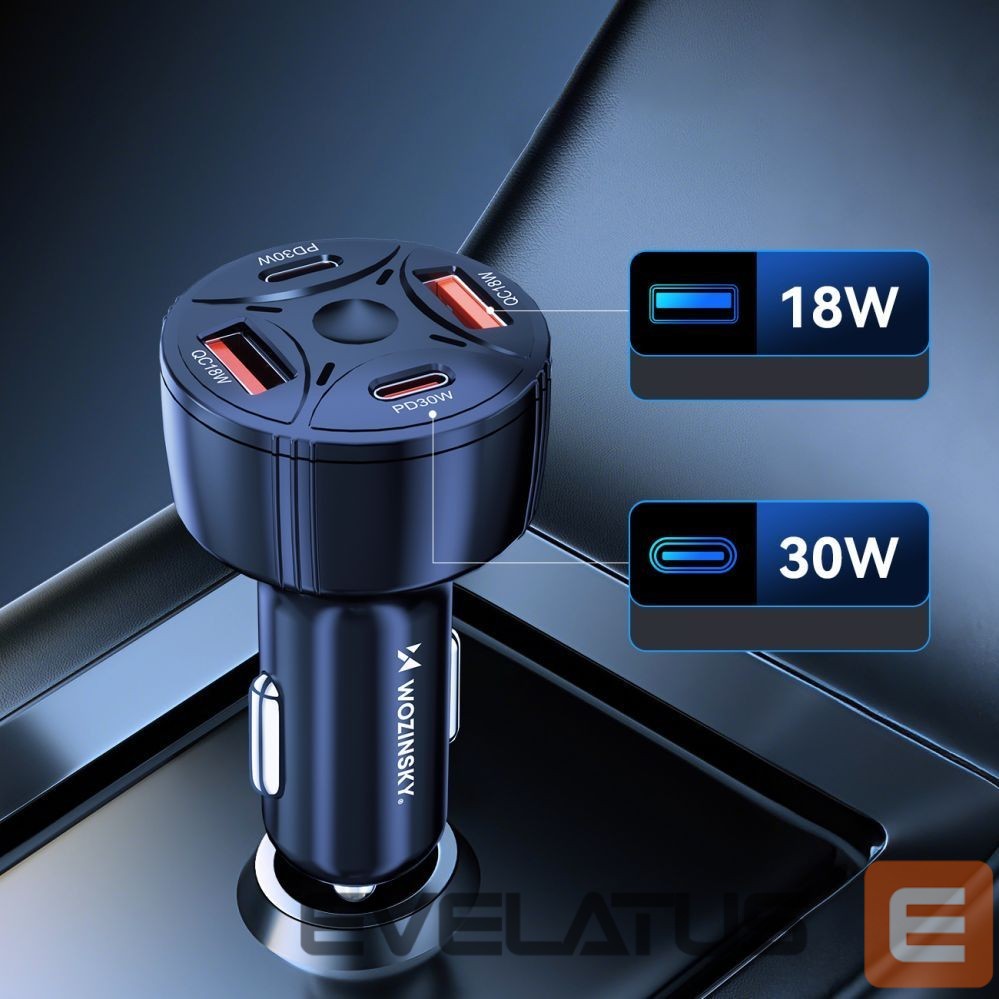 Other goods Wozinsky Wozinsky WLS-04 60W Car Charger 2xUSB-C 2xUSB-A - Black