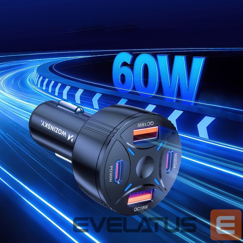 Other goods Wozinsky Wozinsky WLS-04 60W Car Charger 2xUSB-C 2xUSB-A - Black