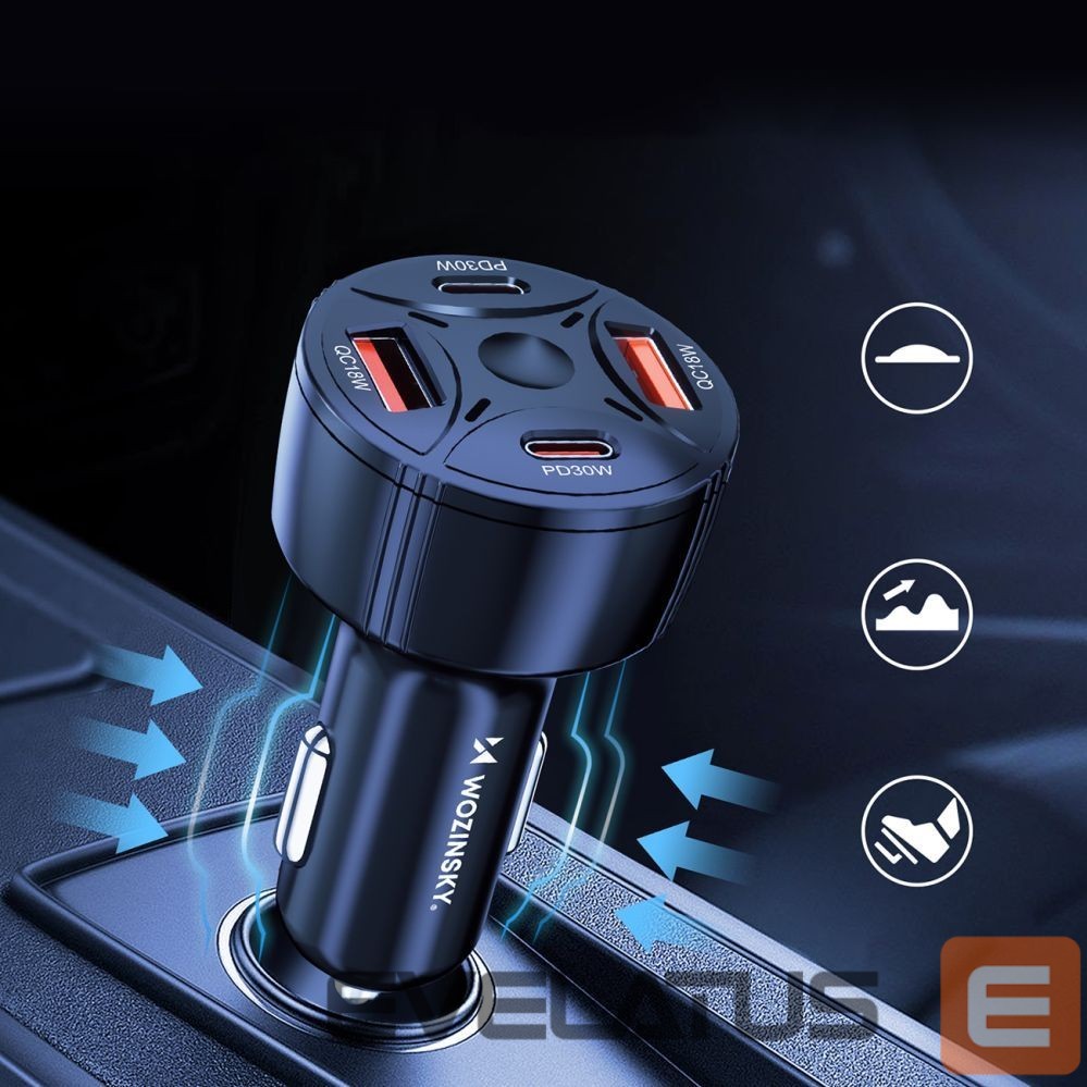 Other goods Wozinsky Wozinsky WLS-04 60W Car Charger 2xUSB-C 2xUSB-A - Black