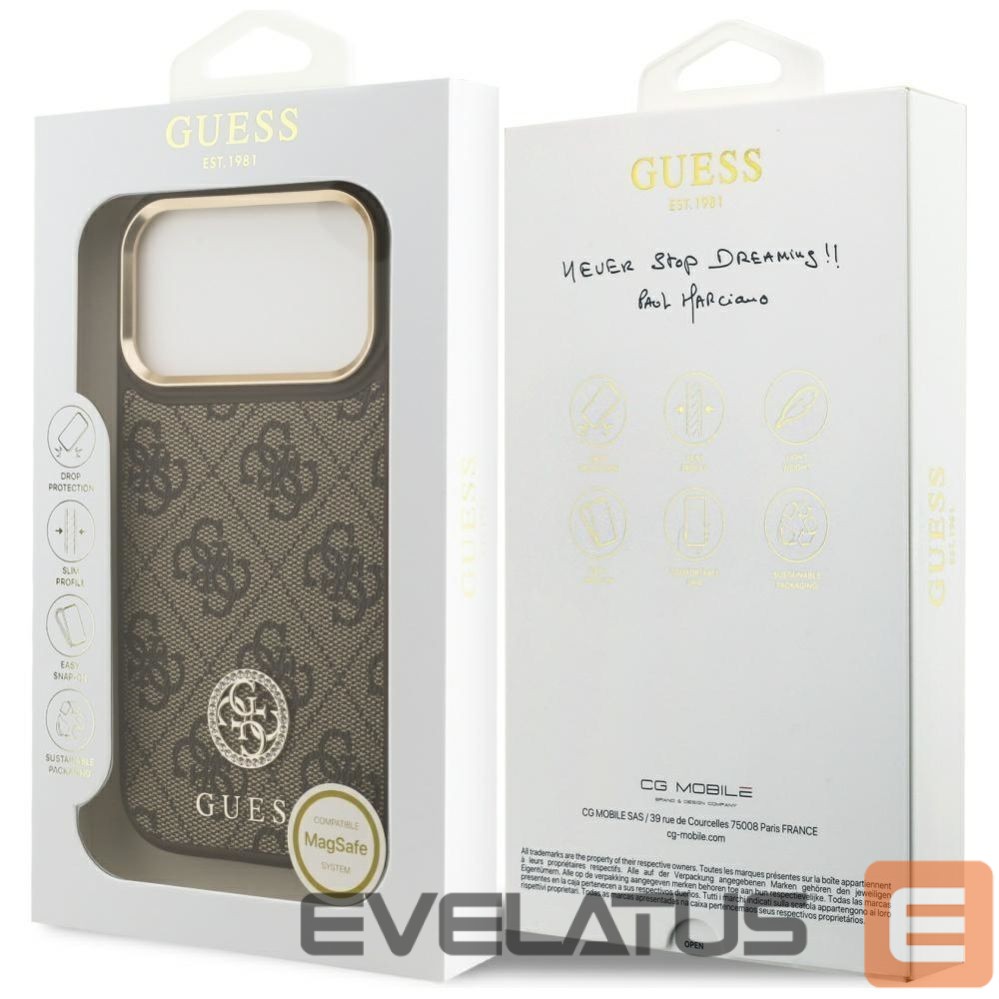 Other goods Guess Guess 4G Strass Logo MagSafe case for iPhone 17 Pro - brown