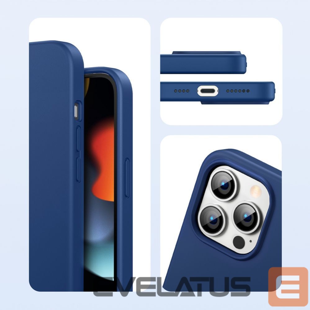 Back panel cover Ugreen Ugreen Protective Silicone Case rubber flexible silicone case cover for iPhone 13 Pro Max blue