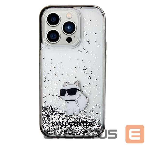 Back panel cover Karl Lagerfeld Karl Lagerfeld Liquid Glitter Choupette case for iPhone 14 Pro Max - transparent