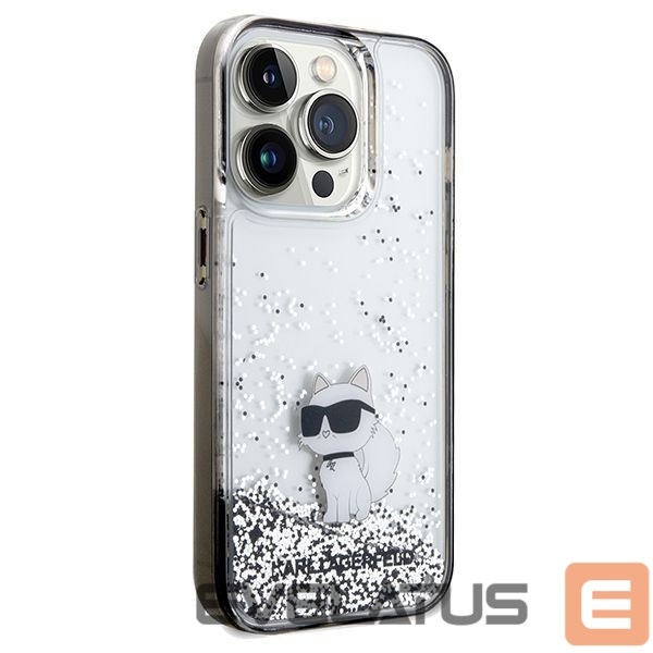 Back panel cover Karl Lagerfeld Karl Lagerfeld Liquid Glitter Choupette case for iPhone 14 Pro Max - transparent