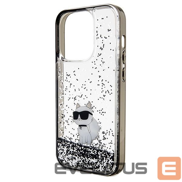 Back panel cover Karl Lagerfeld Karl Lagerfeld Liquid Glitter Choupette case for iPhone 14 Pro Max - transparent
