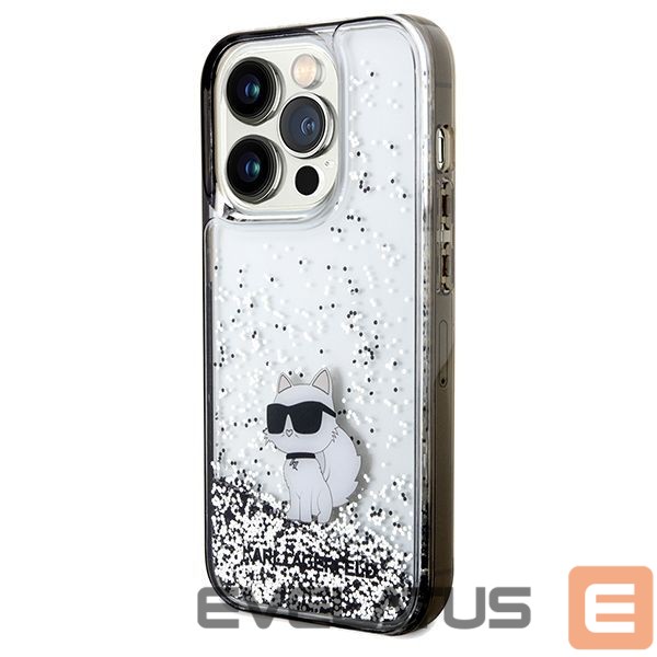 Back panel cover Karl Lagerfeld Karl Lagerfeld Liquid Glitter Choupette case for iPhone 14 Pro Max - transparent