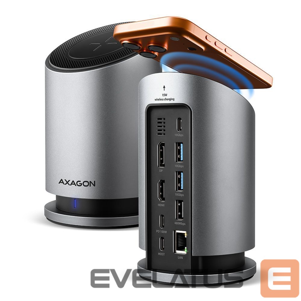 Charger Axagon USB-C 10Gbps Wireless Charging 9in1 hub | HMC-WL9