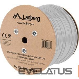 Cable Lanberg  | LAN Cable CAT.6A UFTP 305M Solid CU LSZH Grey CPR + Fluke Passed | LCUF6L-11CU-0305-S 