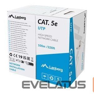 Cable Lanberg  | LAN Cable CAT.5E UTP 100M Solid CU Grey Fluke Passed | LCU5-12CU-0100-S 