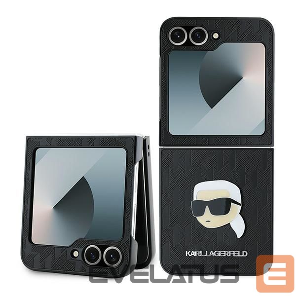 Back panel cover Karl Lagerfeld Karl Lagerfeld Saffiano Monogram Case for Samsung Galaxy Z Flip 6 - Black