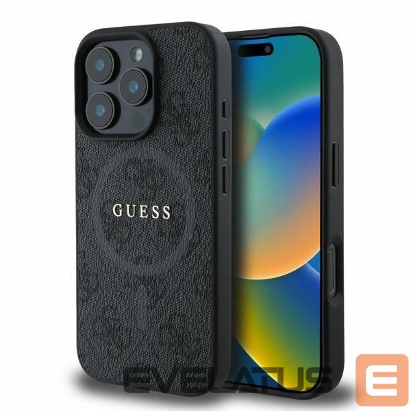 Back panel cover Guess Guess 4G Ring Classic Logo MagSafe case for iPhone 16 Pro Max - black