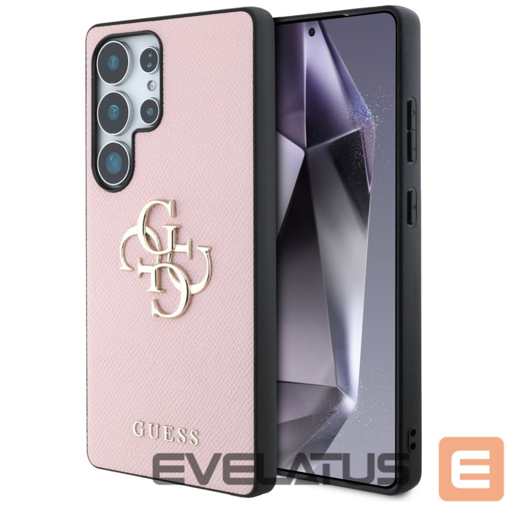 Back panel cover Guess Guess Grained Big 4G Logo Small Classic Logo case for Samsung Galaxy S25 Ultra - pink
