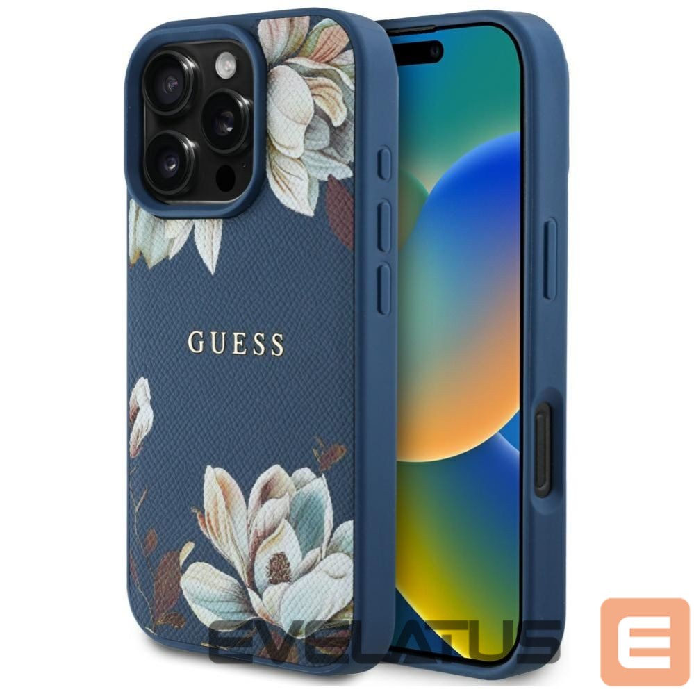 Other goods Guess Guess Grained Printed Flower Pattern MagSafe case for iPhone 16 Pro blue